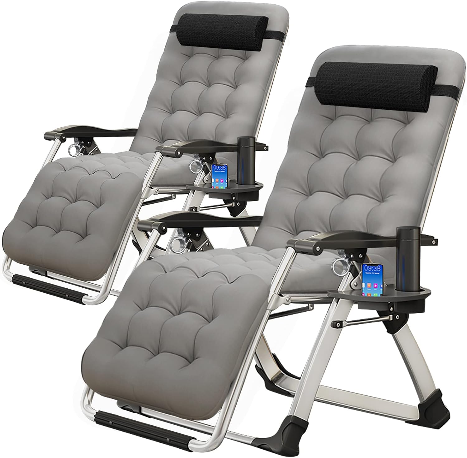 MOPHOTO Zero Gravity Chair, Outdoor Padded Lounge Chair with Side Table, Zero Gravity Recliner Chair, Outdoor Reclining Chair, Sturdy & Comfortable, Supports up to 440lbs