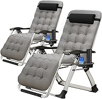 Vista 22 de MOPHOTO Silla de Gravedad Cero, Silla de Salón Acolchada para Exterior con Mesa Lateral, Silla Reclinable de Gravedad Cero, Silla Reclinable