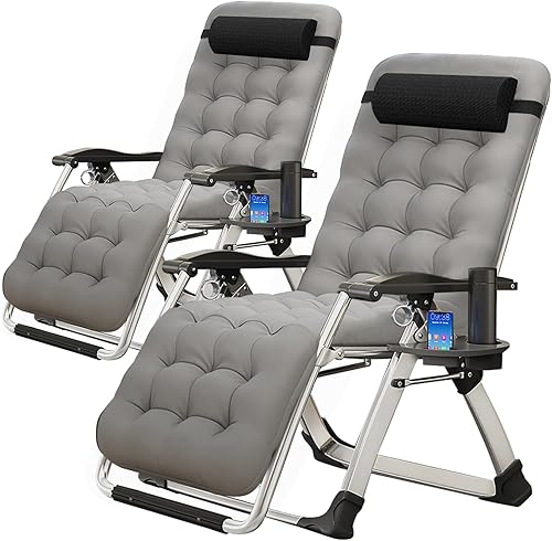 Miniatura 22 de MOPHOTO Silla de Gravedad Cero, Silla de Salón Acolchada para Exterior con Mesa Lateral, Silla Reclinable de Gravedad Cero, Silla Reclinable