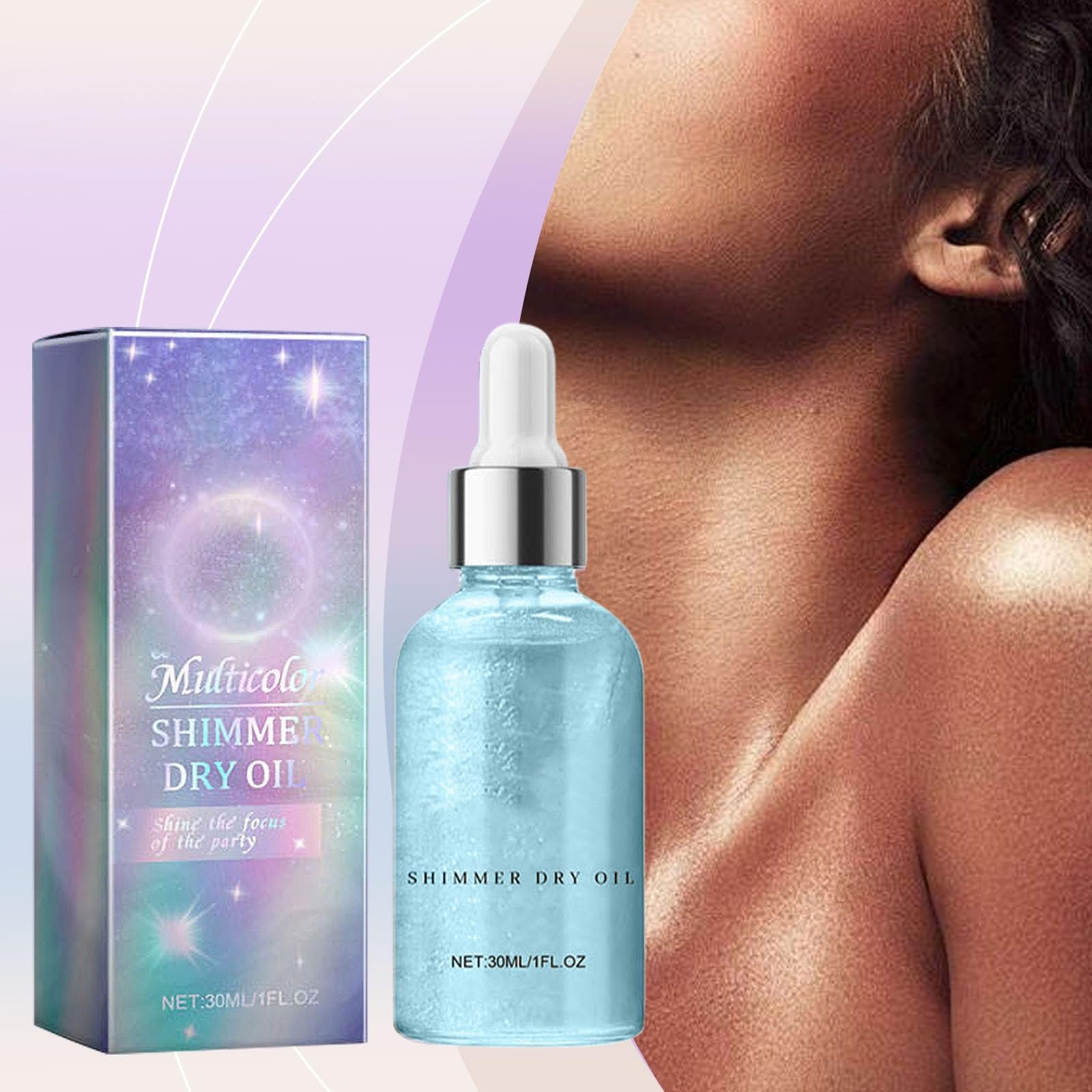 Orphic Shimmer Dry Oil, Orphic Body Shimmer, Body Glitter Oil, Glow Recipe, wielokolorowy, wodoodporny, długotrwały puder brokatowy na festiwal, maskaradę, urodziny (B)