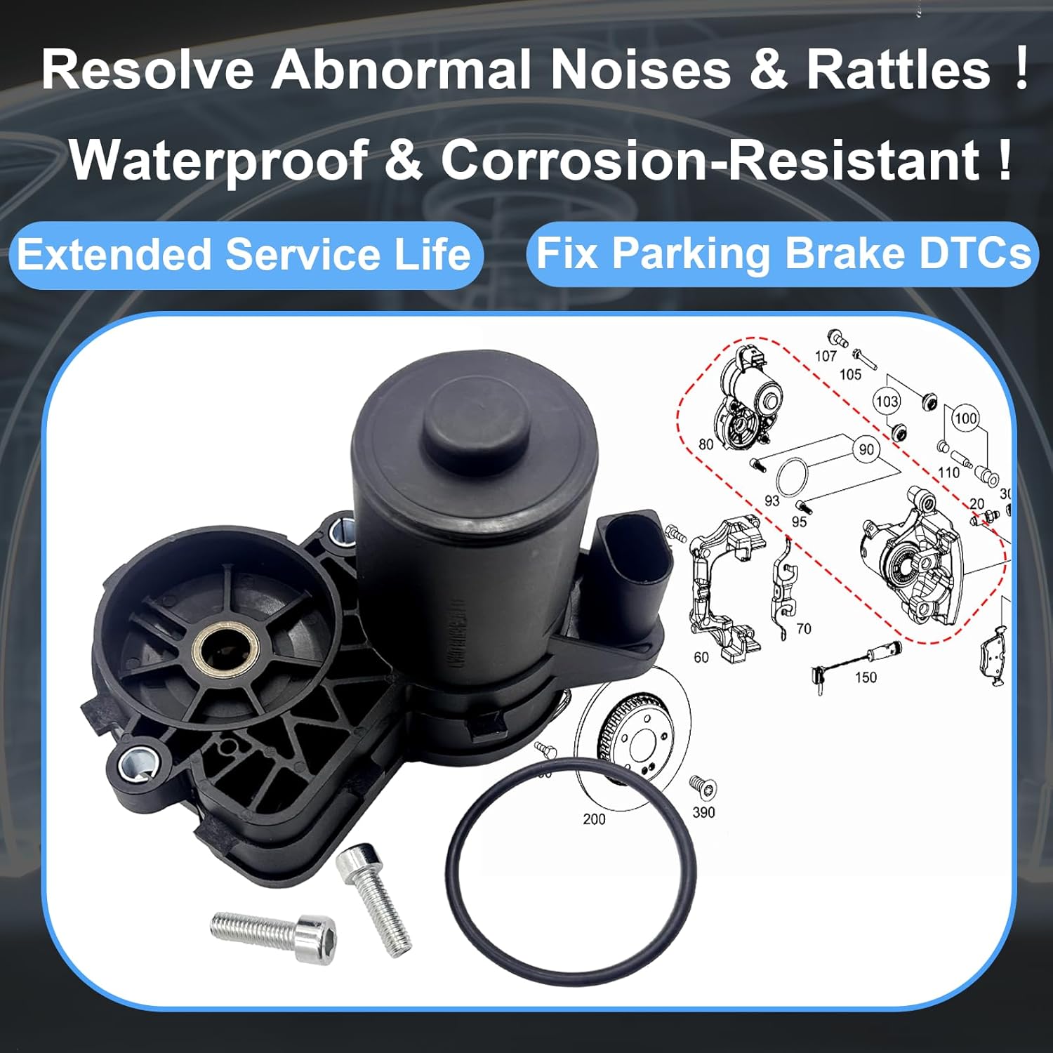 C-Class GLC Parking Brake Actuator, For Mercedes-Benz C200 C250 C43 C63 amg GLC300 GLC250 C400 C43 Rear right wheel Brake Caliper Motor, A0009061303 0009061303 1PCS