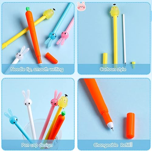 Miniatura 3 de Tinlade 60 bolígrafos de Pascua a granel, zanahoria, conejo, pollo, bolígrafos de tinta de gel, divertidos bolígrafos de escritura novedosos para