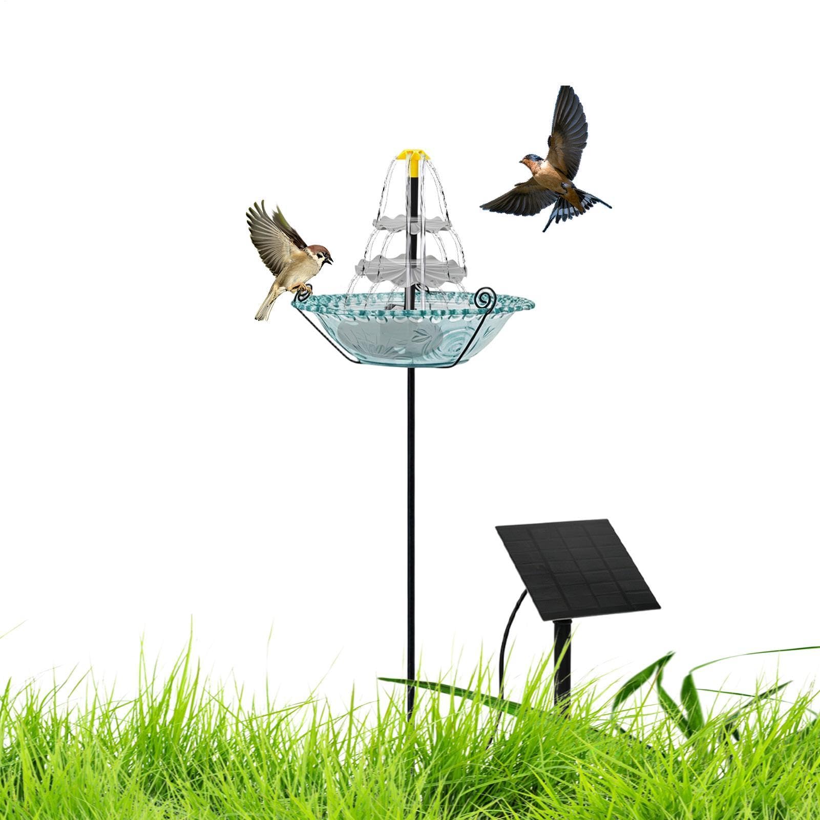 Fuente solar para baño de pájaros con comedero de colibríes decorativo