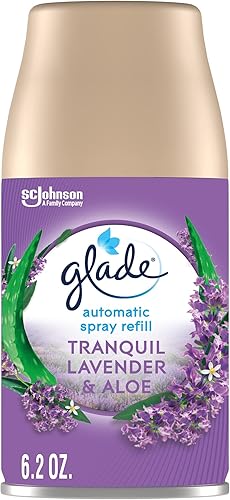 Glade Recambio automático en aerosol, ambientador para el hogar y el baño, lavanda tranquila y aloe, 6.2 onzas