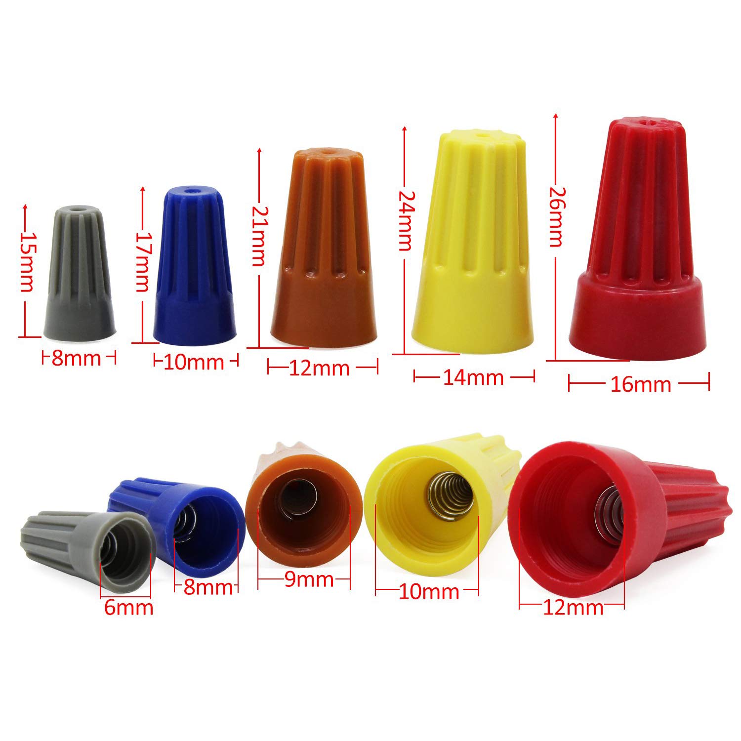 Set 158 Connettori Elettrici A Vite - Per Cablaggio Senza Saldatura | 5 Misure Con Codice Colore