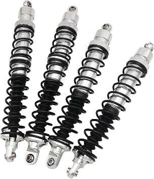 CNC 6mm Metal Front Rear Shock Absorber Set for 1/5 Hpi Rofun Rovan King Motor Baja 5T 5SC 5B Rc Car Parts Silver