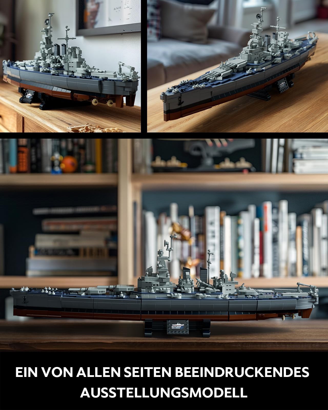Nifeliz North Battleship Klemmbausteine Schiffe für Erwachsene, ​Militär Modellbausatz Schlachtschiff USS zum Bauen und Ausstellen, Geschenk für Militärbegeisterte Männer (1911 Teile, NF10280)