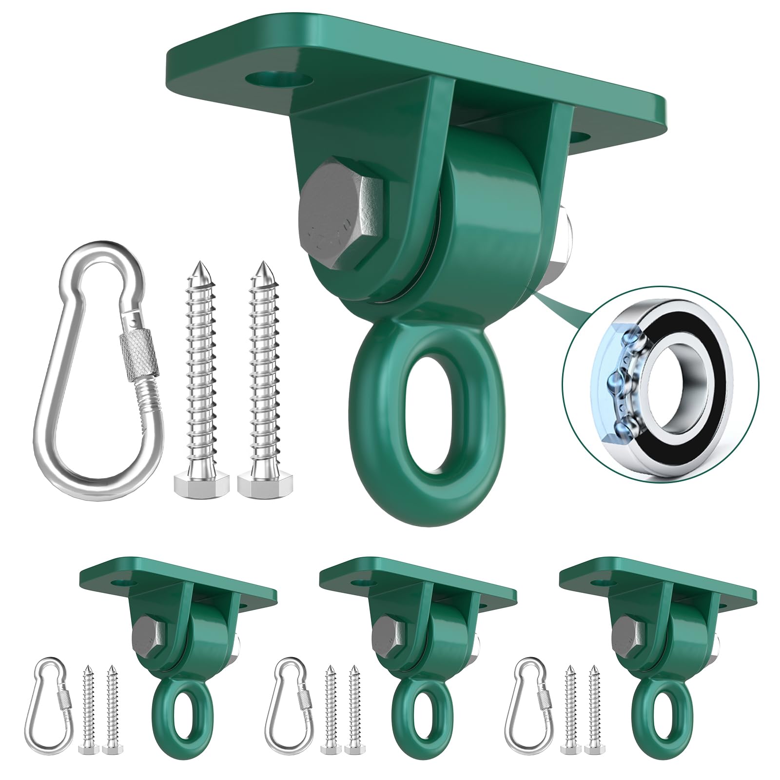 Magacyo Porch Swing Hanging Kit with Swirl Bearing, Heavy Duty Swing Hangers Outdoor Indoor Ceiling Patio Playground Tree Swingset Hardware Bracket