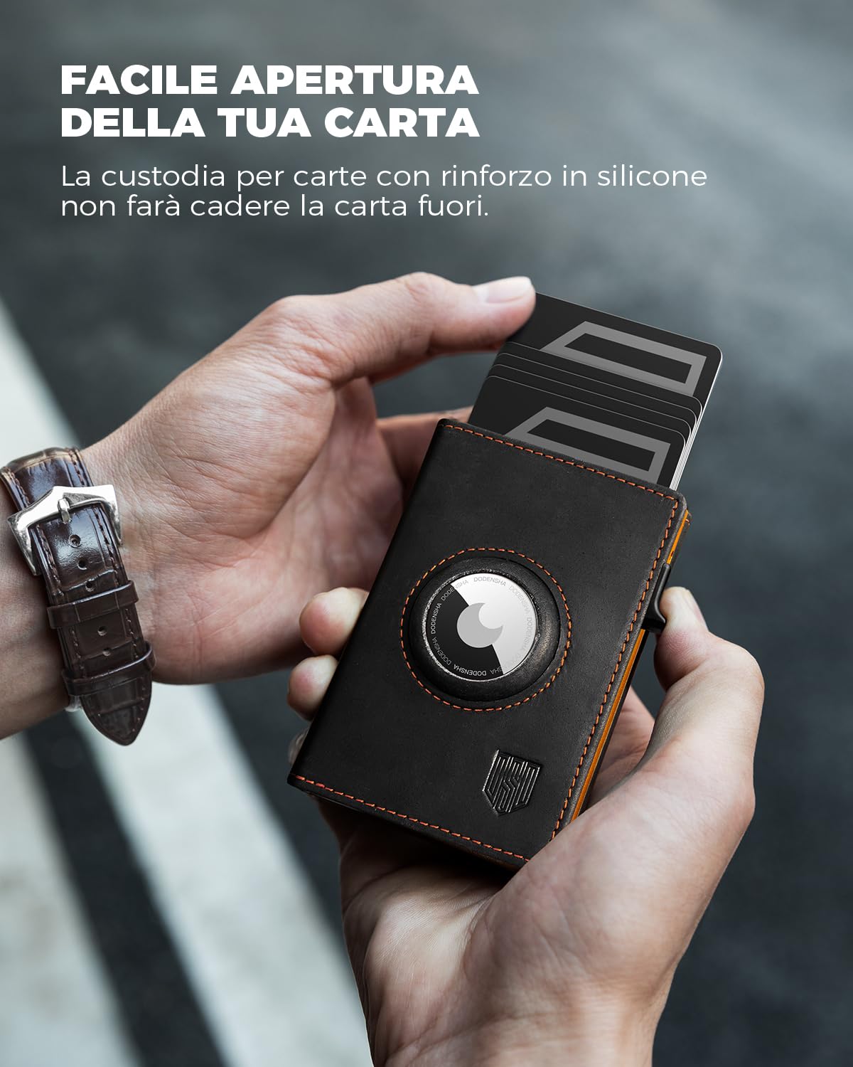 DODENSHA® MagSnap Airtag Portafoglio Uomo con protezione RFID I Portafoglio piccolo I Portafoglio intelligente piccolo per 10+ carte I Porta carte di credito I Portatessere uomo tascabile