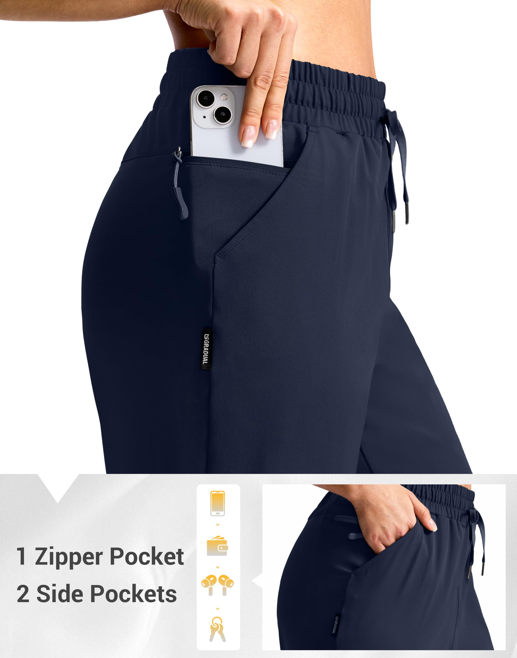 G Gradual Women's 15" Long Hiking Shorts with Zipper Pocket Below The Knee Capris Lightweight Bermuda Shorts for Women — view 4
