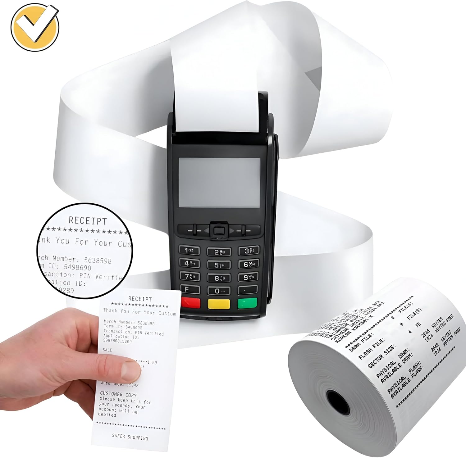 (50 Rolls) 2 1/4 X 50' BPA-Free Thermal Paper Receipt Rolls Fits All Mini Clover Flex, Square Terminal POS Cash Register Printers Paper For Credit and Debit Card Machine 57mm