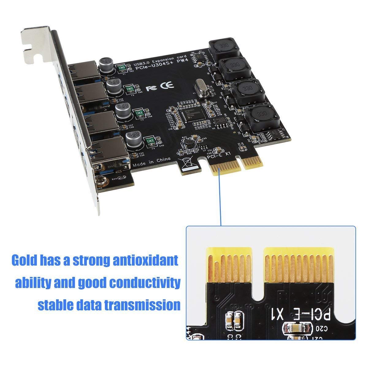 ORICO 4Port USB 3.0 PCI Express (PCIe) Expansion Card Adapter for
