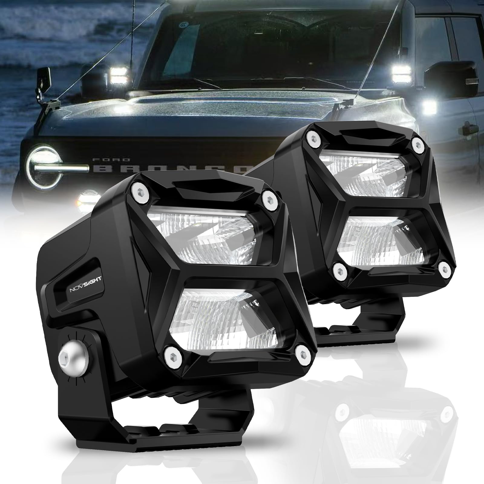NOVSIGHTボンネットライト Amazon.com: NOVSIGHT 4 inch LED Pod Ditch Lights - Powerful