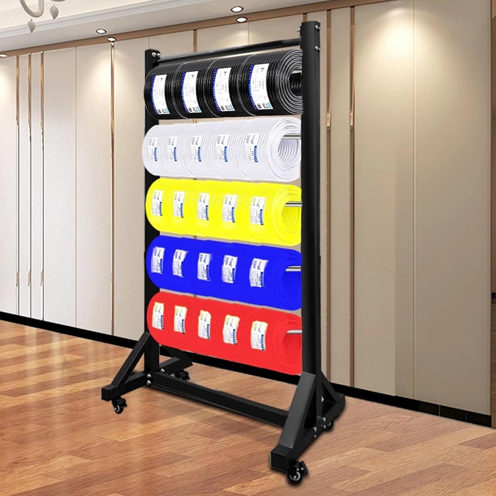 Portacarretes de alambre móvil de 160 x 60 cm ideal para talleres e industria