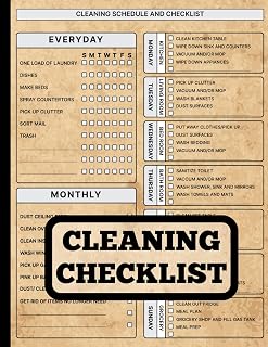 Cleaning Schedule and Checklist: Daily Weekly and Monthly Cleaning Schedule | 8.5'' x 11'' in, 140 Pages | House Cleaning Planner and Organizer