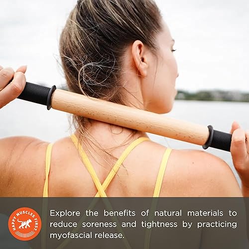 Miniatura 2 de Tiger Tail ReGreen Rodillo de madera de 18 pulgadas, de mano, rodillo de madera de tejido profundo, masaje corporal y herramienta de liberación