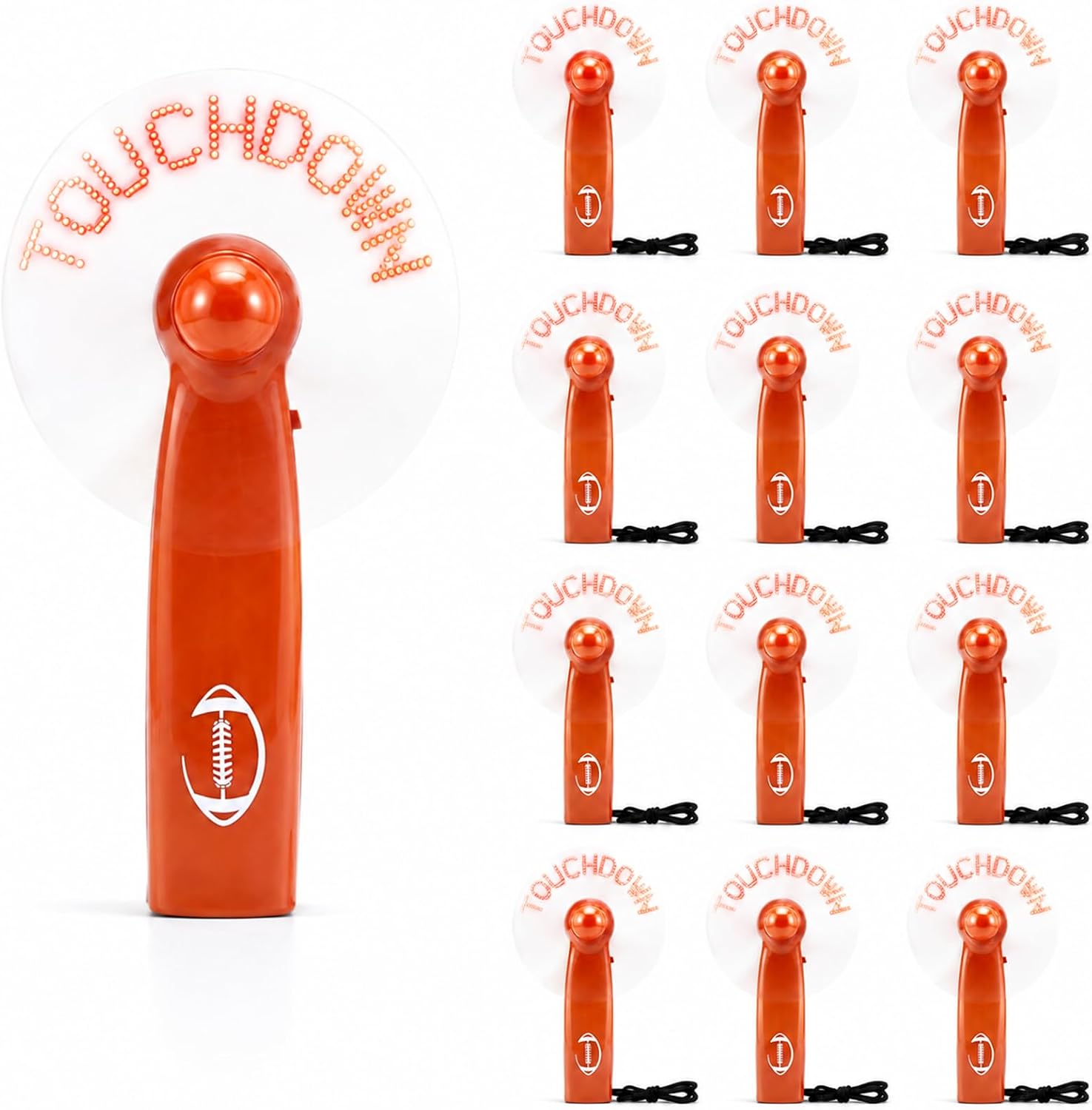 Gerrii 20 Pcs Football Party Favor Mini Light up Handheld Fans Bulk