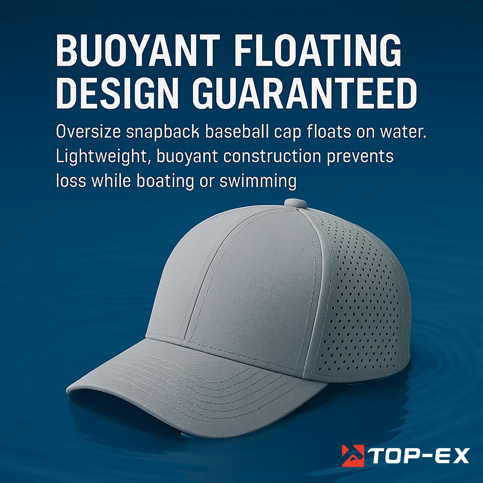 TOP-EX L/XL/XXL Hydro Performance Snapback Casquette de baseball pour homme et femme Respirant Léger Protection UV Imperméable Sport Golf Course avec Taille réglable