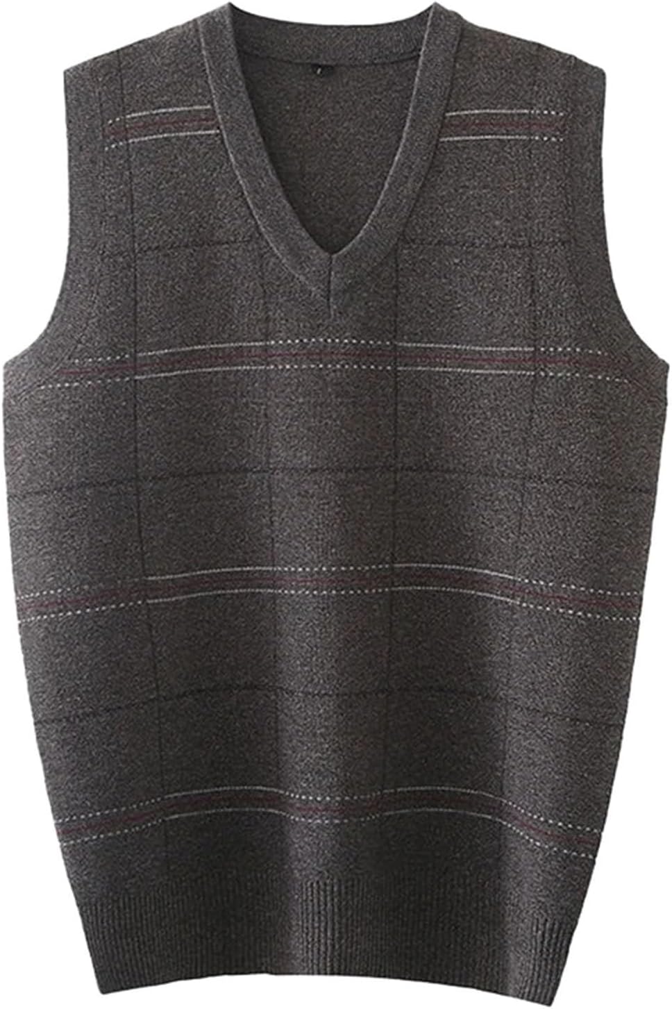 Mens Knit Vest Sweater for Casual V-Neck Gentleman Fashion Plaid Clothes Soft and Comfortable Tops