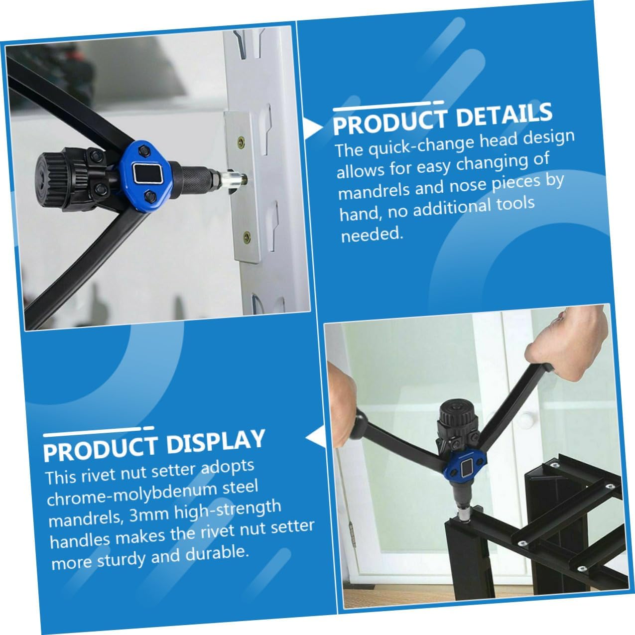 140pcs Manual Rivet Nut Tool Kit M3- Threaded Nut Setter with Mandrels Plastic Case for Automotive and Industrial Installation