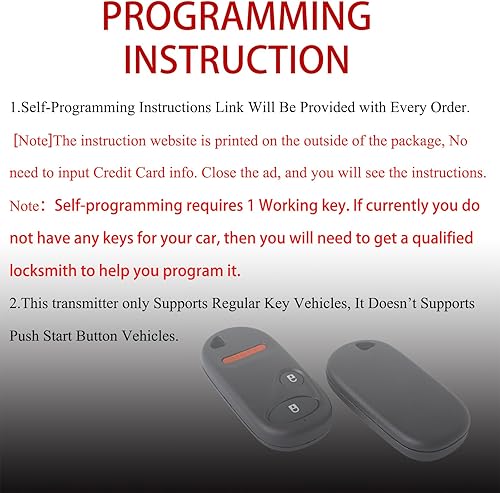 Miniatura 2 de MechanMagic Llavero de repuesto para Honda Civic EX LX DX 2001 2002 2003 2004 2005 / Honda Pilot 2003 2004 2005 2006 2007 NHVWB1U523 / NHVWB1U521