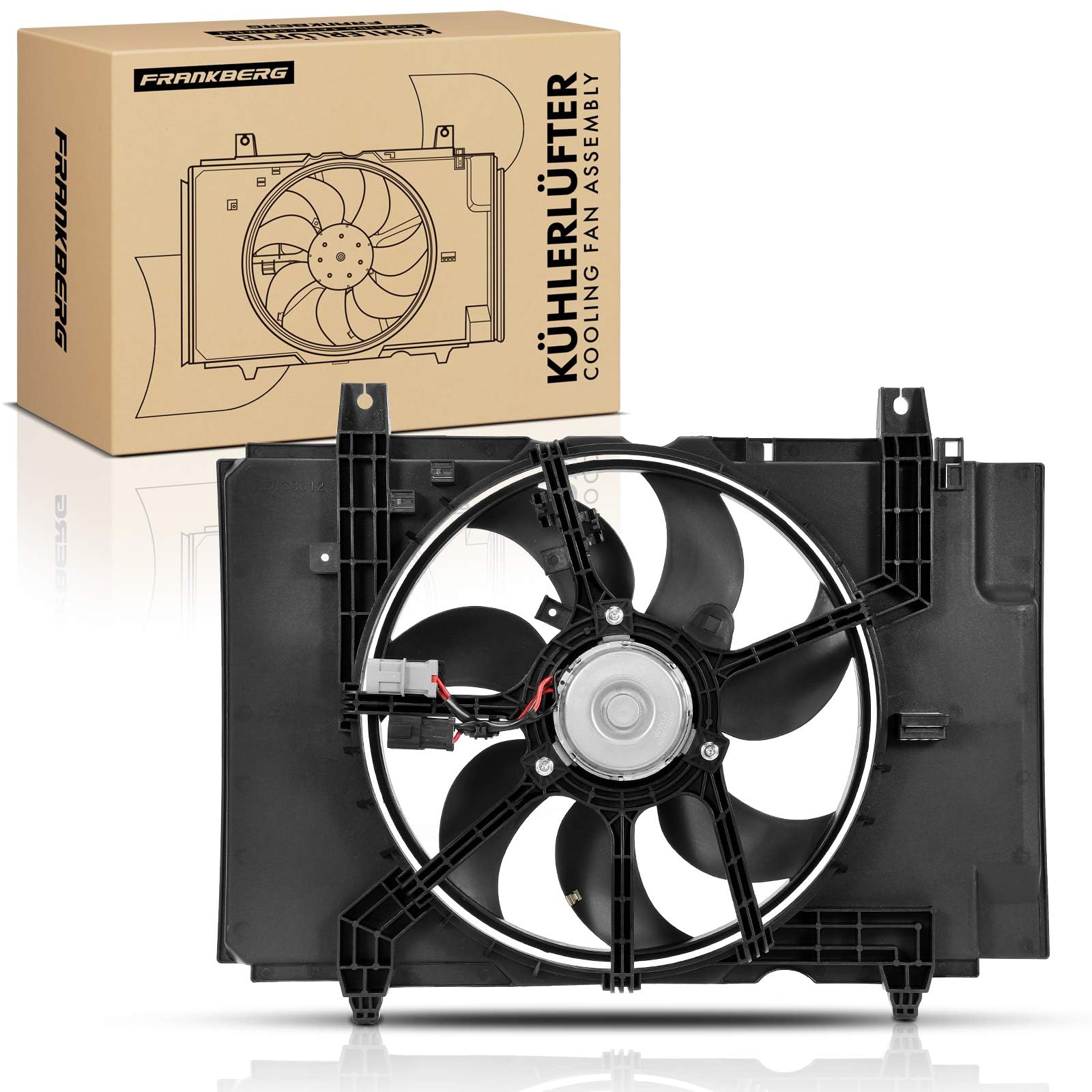 Frankberg Ventilador del radiador 214811KA0A | Compatible con: Tiida Hatchback, Juke F15, Tiida Hatchback C11, Furgoneta Juke F15, Cubo Z12
