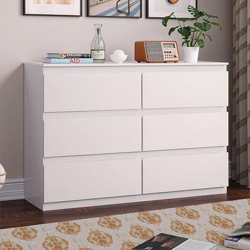 Miniatura 10 de Cómoda de 8 cajones para dormitorio, cómodas de madera de 55" de ancho, cómoda moderna con cajones para almacenamiento de ropa, organizador de 8