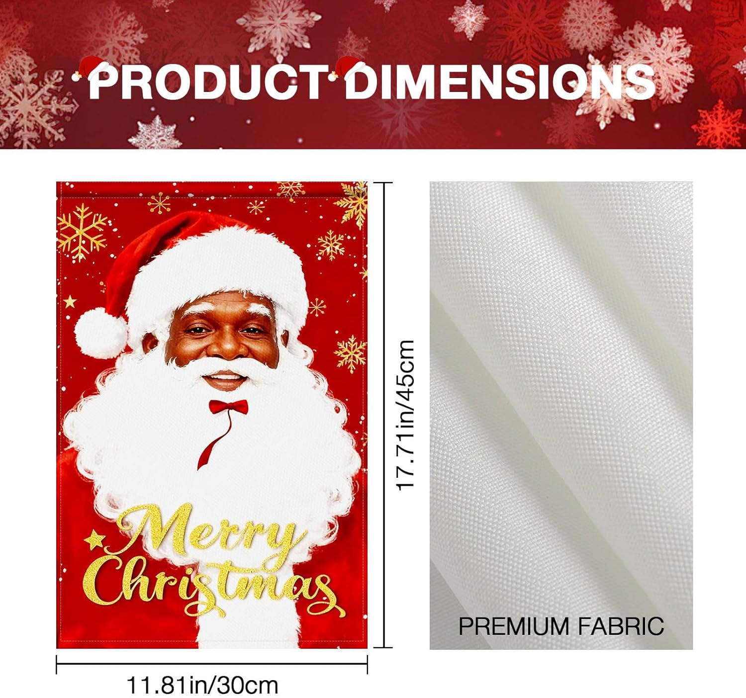 Merry Christmas African Santa Garden Flag 12x18 Inch Double Sided Santa Claus Face Red Snowflake Flags Holiday Outdoor Small Yard Banner Winter Christmas Welcome Flag for Farmhouse Decor - Image 6