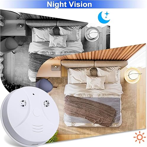 Miniatura 4 de Cámara oculta Detector de humo Cámara inalámbrica WiFi HD 1080P Video Cámara pequeña con visión nocturna y detección de movimiento, cámara interior
