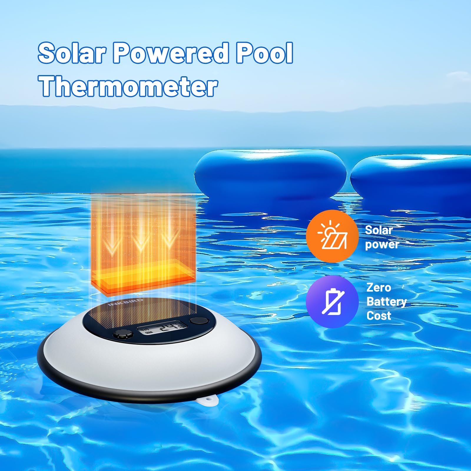Inkbird IBS-P05R-W solarny termometr basenowy z bramką Wi-Fi, wodoszczelność IP68, zdalne połączenie 300 m