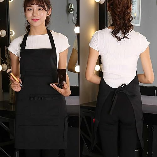 Vista 5 de boshiho Delantal de pintura para adultos, hebilla ajustable, delantal de peluquero con bolsillos para mujeres/hombres/unisex, delantal de trabajo