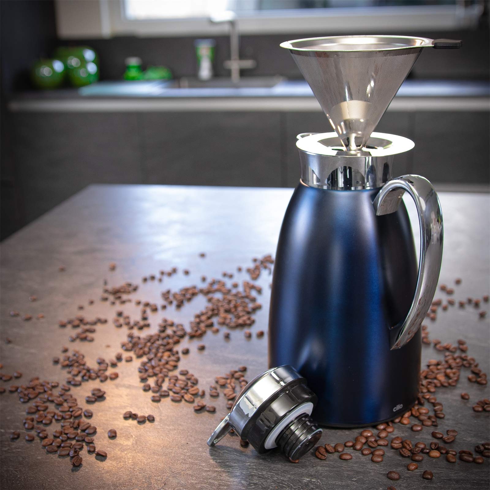Cilio Dauerfilter für Kaffee mit Standfuß Edelstahl