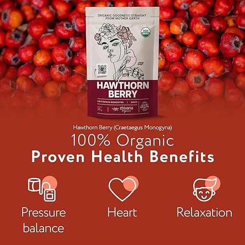 Miniatura 2 de Zhivana Organics - Baya de espino blanco orgánico (8 onzas), para té de espino, infusiones, tinturas y recetas culinarias