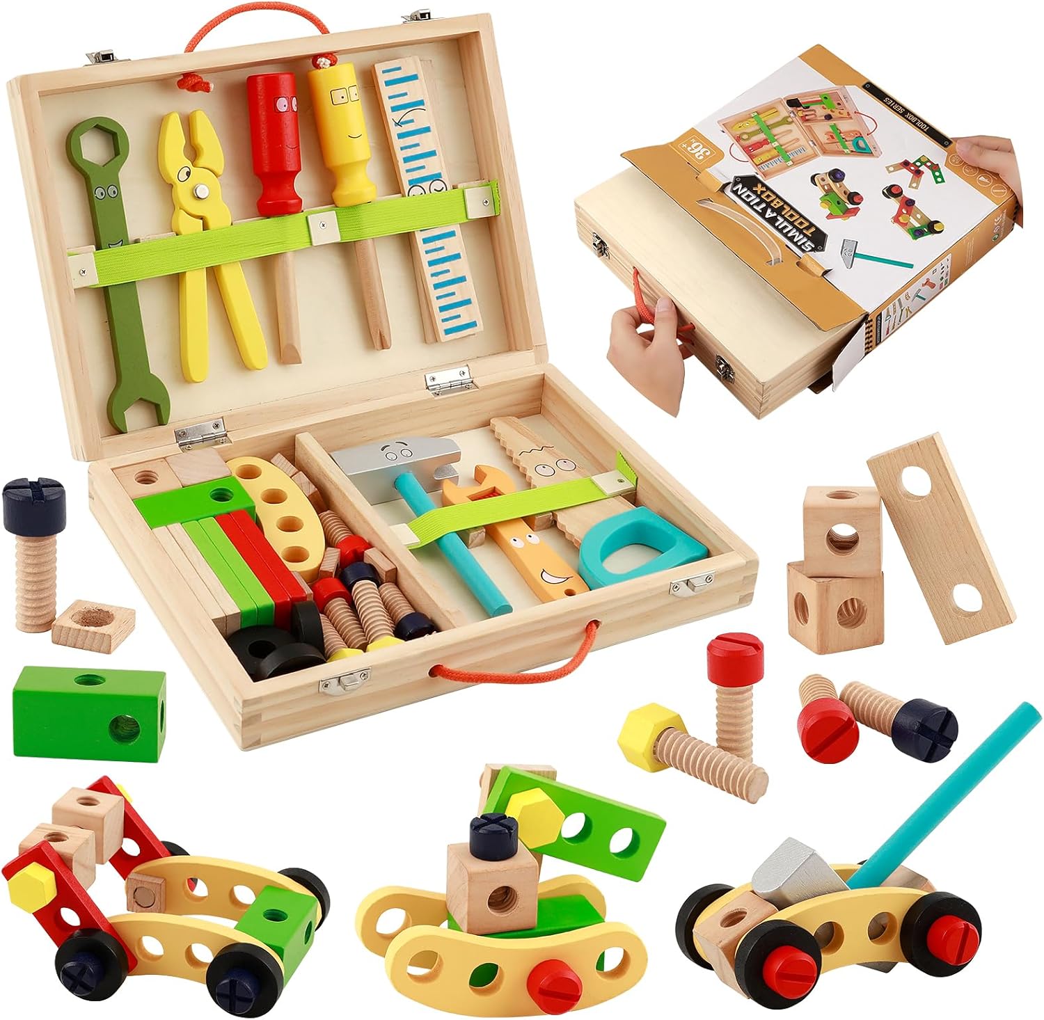 Kids Tool Set Wooden Toddler Play Tools Set with Tool Box, Montessori Educational Learning Toys STEM Construction Building Toy for 3 4 5 6 7 8 Years Old Kids Birthday Gifts for Boys and Girls Kids Tool Set Wooden Toddler Play Tools Set with Tool Box, Montessori Educational Learning Toys STEM Construction Building Toy for 3 4 5 6 7 8 Years Old Kids Birthday Gifts for Boys and Girls