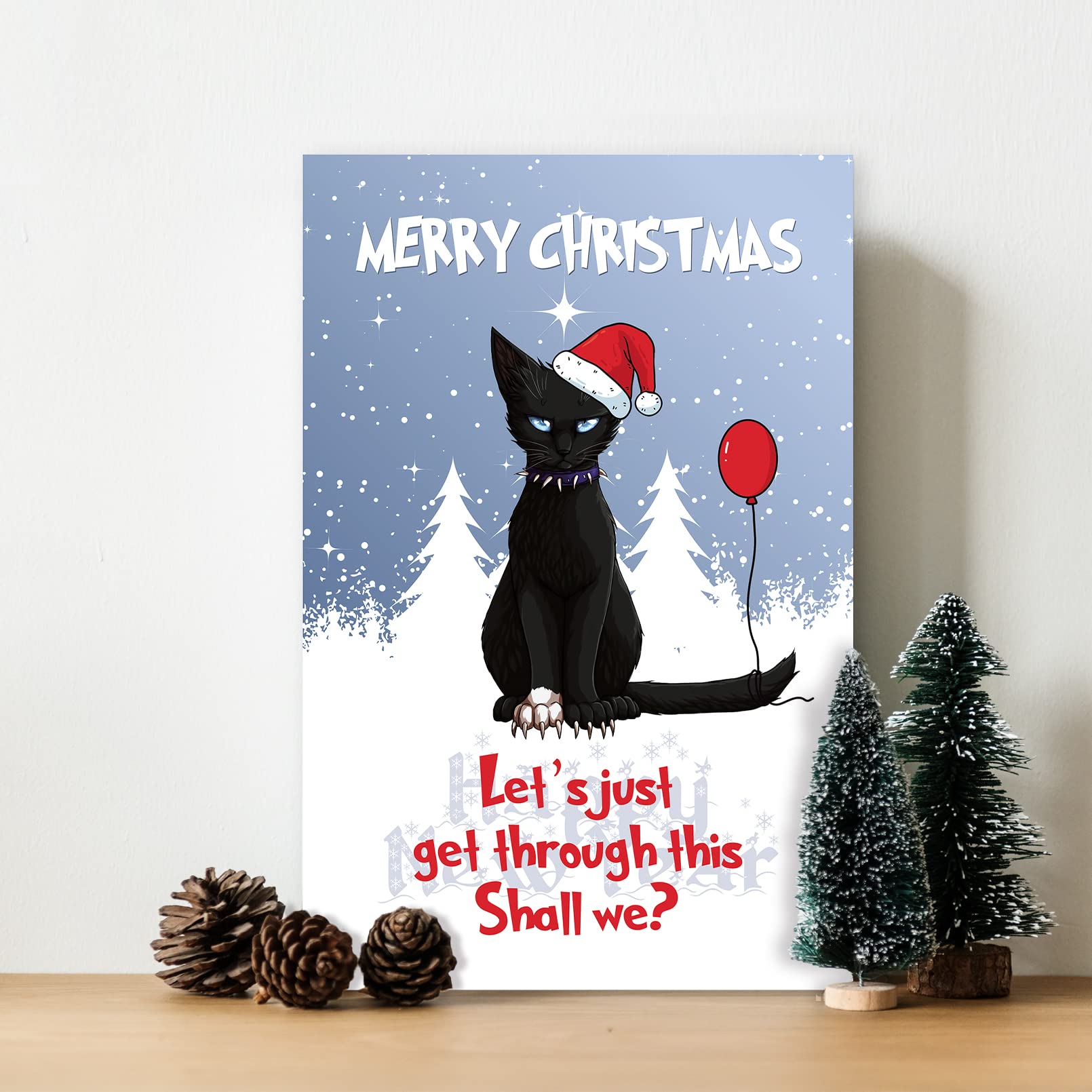 GYYsweetus Cynical Cat Christmas Card, Cat Lover, Xmas Card