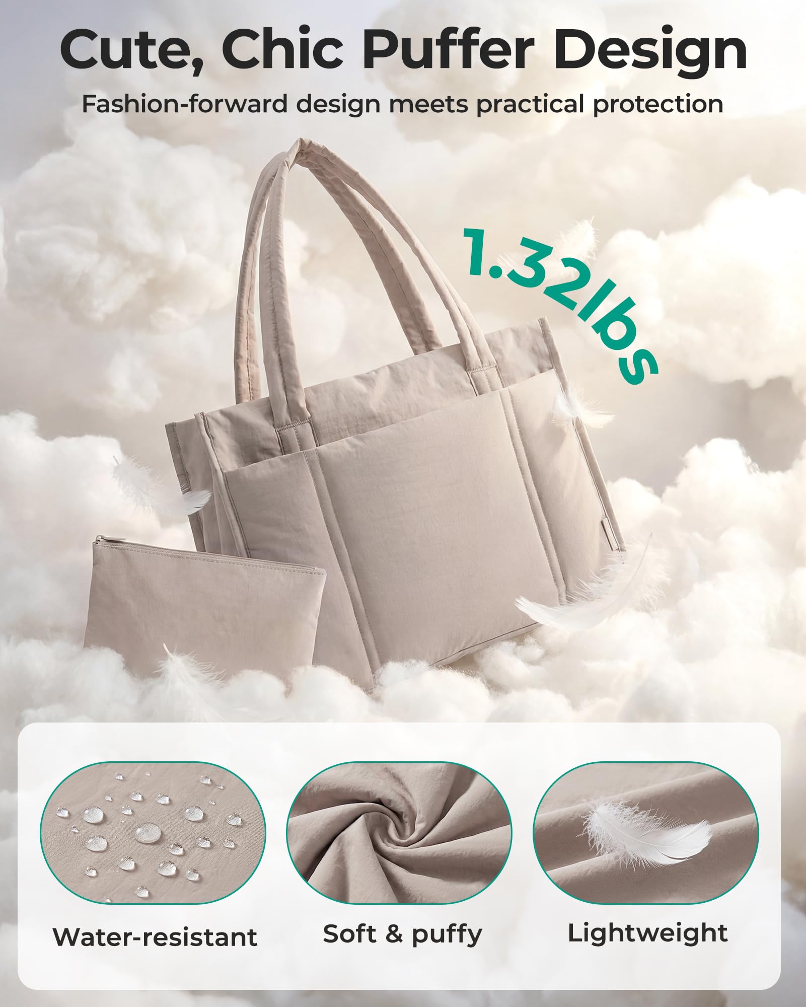 bagsmart Torebka damska, lekka torba na zakupy, torba robocza, torba nauczycielska, torba nauczycielska z wieloma przegródkami, torba na ramię o przekątnej ekranu 15,6", na uczelnię, do pracy, na