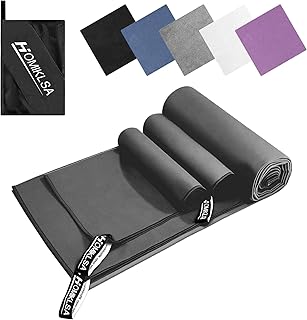 Mikrofaser Handtuch 3 Set - Groß 200×100cm & 2 Klein 80×40cm, Schnelltrocknend Microfaser Sporthandtuch, für Reisehandtuch, Badetuch, Fitness & Sport Handtücher und Strandtuch (Dunkelgrau)