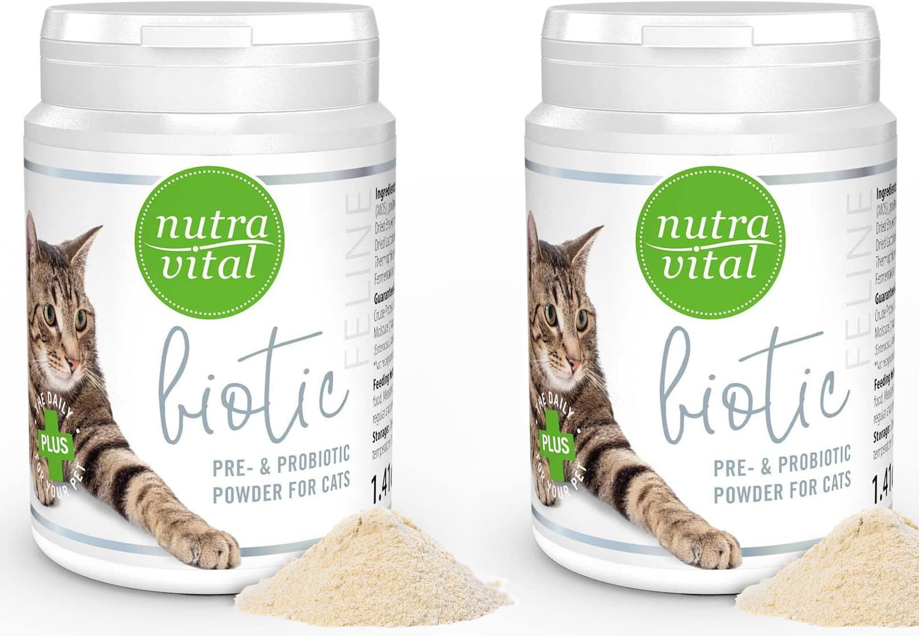 NutraVital2 Biotic Cat - Prebiotic & Probiotic Powder for Cats - 40g 2 Cans (80g)