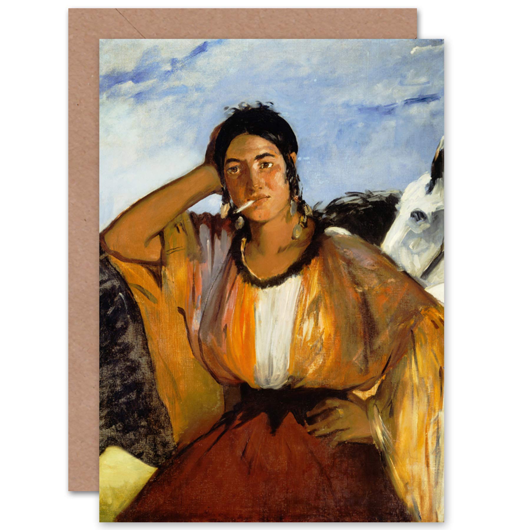 Artery8 Edouard Manet Gypsy Cigarette Painting Fine Art Greeting Card Plus Envelope Blank Inside
