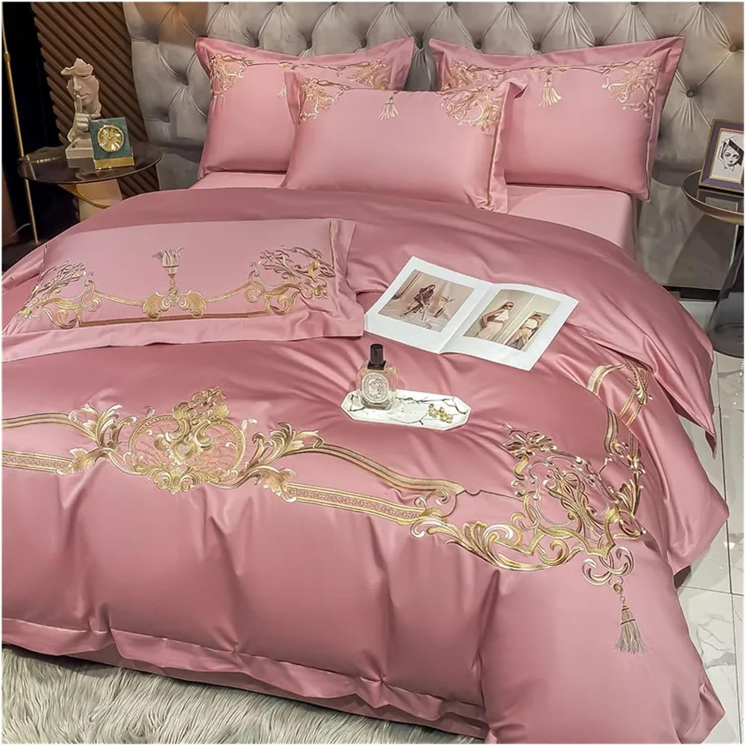 1000 TC Cotton Luxury Embroidery Bedding Set Pillowcase Duvet Cover Sets Bed Linen Sheet Double Queen King Size Quilt Covers,Bed