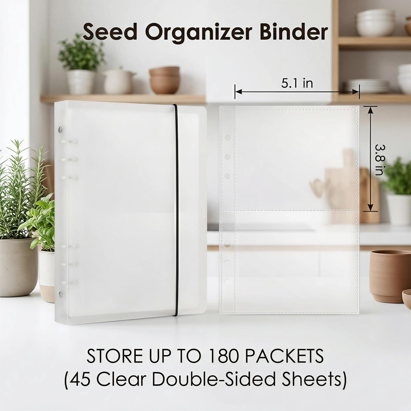 Carpeta organizadora de semillas con fundas de carga lateral, soporte transparente para libros de almacenamiento y almacenamiento de paquetes de plantas para guardar tu catálogo de jardín