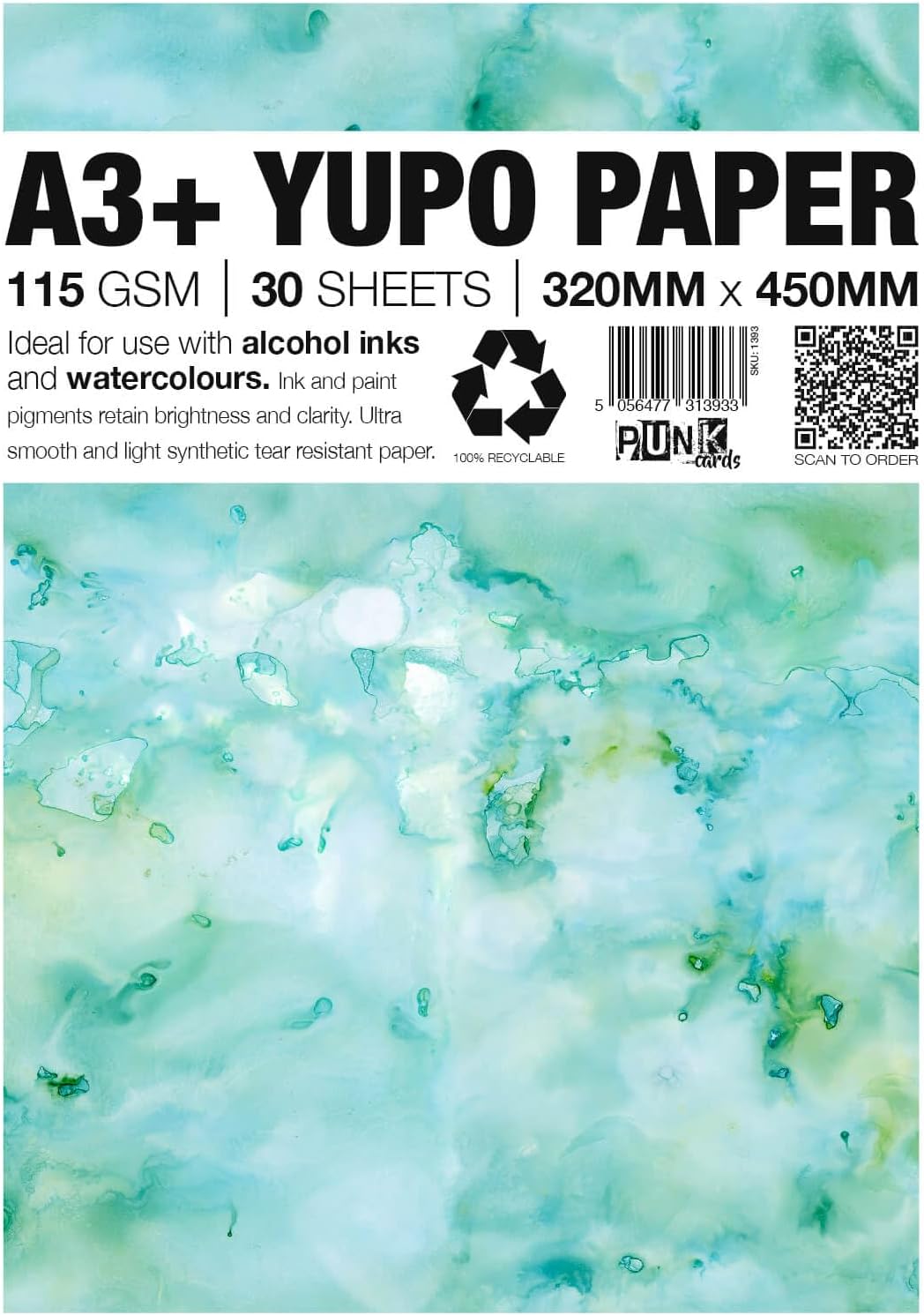 Yupo Paper - Alcohol Inks - Yupo Paper A3 - Alcohol Ink Art Paper - for Artists and Painters - 30 Sheets - 115gsm - A3+ - 320mm x 460mm