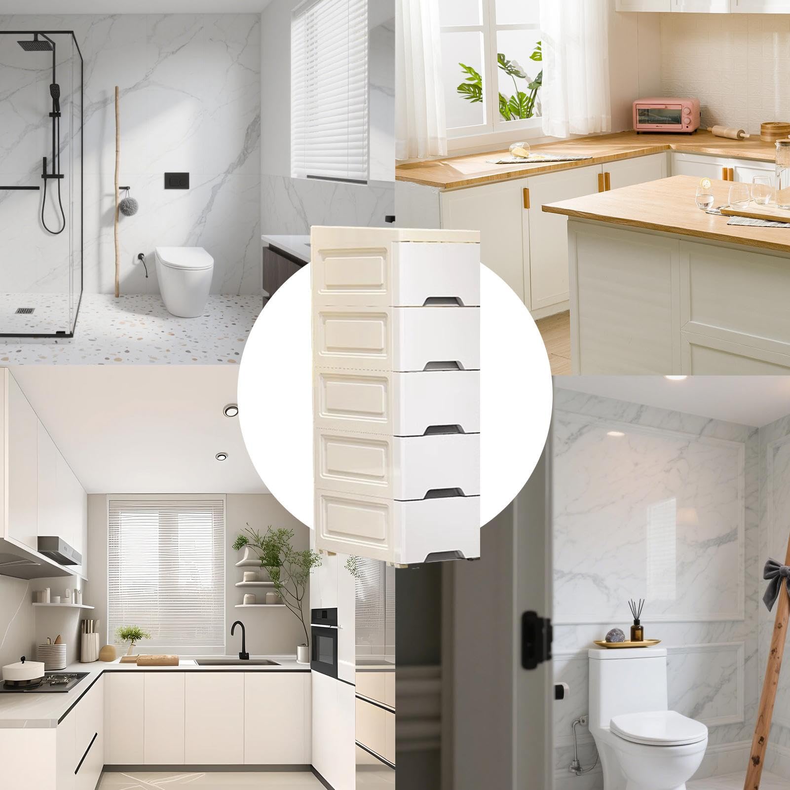 Aufbewahrungsschrank für Badezimmer – schmaler Organizer für | Küche mit Rollen – vertikale Regale, große Kapazität für Badezimmer, Haus, Schlafzimmer