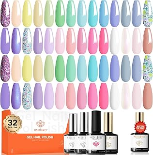 modelones 32 PCS Spring Gel Nail Polish Set, 28 Colors Pastel Gel Polish...