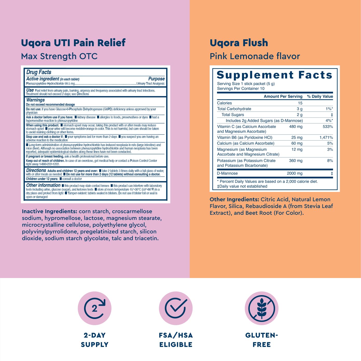 Uqora UTI Pain Relief Maximum Strength & Flush Bundle, Pink Lemonade — Amazon image 3