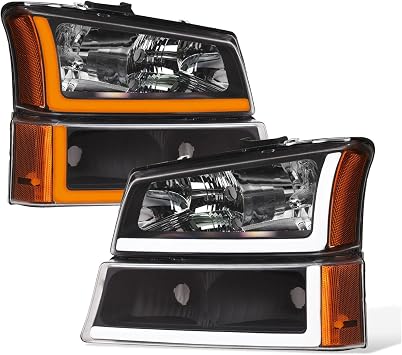 Topline Switchback Fits Bar Headlights+Bumper Blk Black Housing With Amber Reflector Clear-Lens -Lighting Technology sil034plsq- GM2502224 TF00SSSLBHB0307