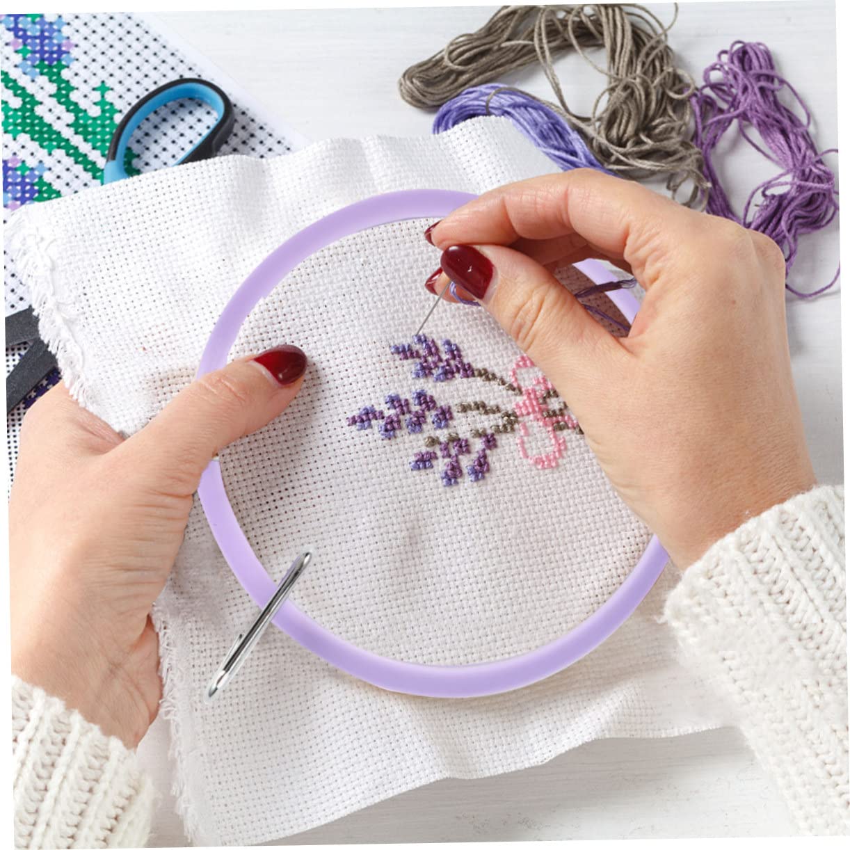 Amazon.co.jp: SEWACC 刺繍枠 2個セット 5インチ 7.25インチ DIY刺繍枠