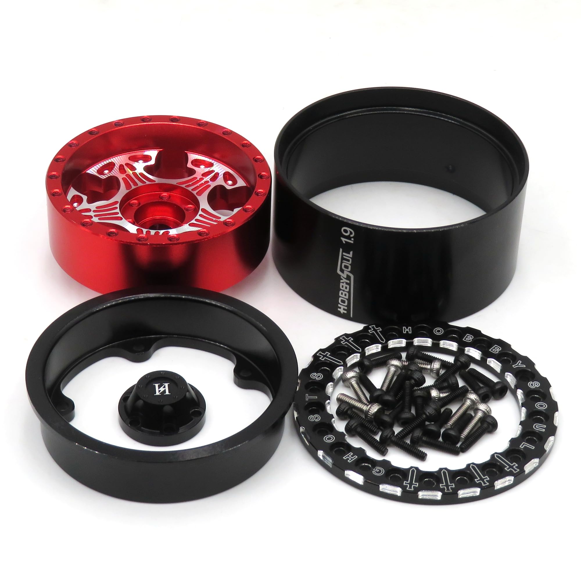 Hobbysoul RC 1.9 Beadlock Wheels – Adjustable 4 Negative Offsets Rims, 12mm Hex – For Axial SCX10, Traxxas TRX-4, Redcat Gen8 Crawler Trucks (4-Pack) - View #10