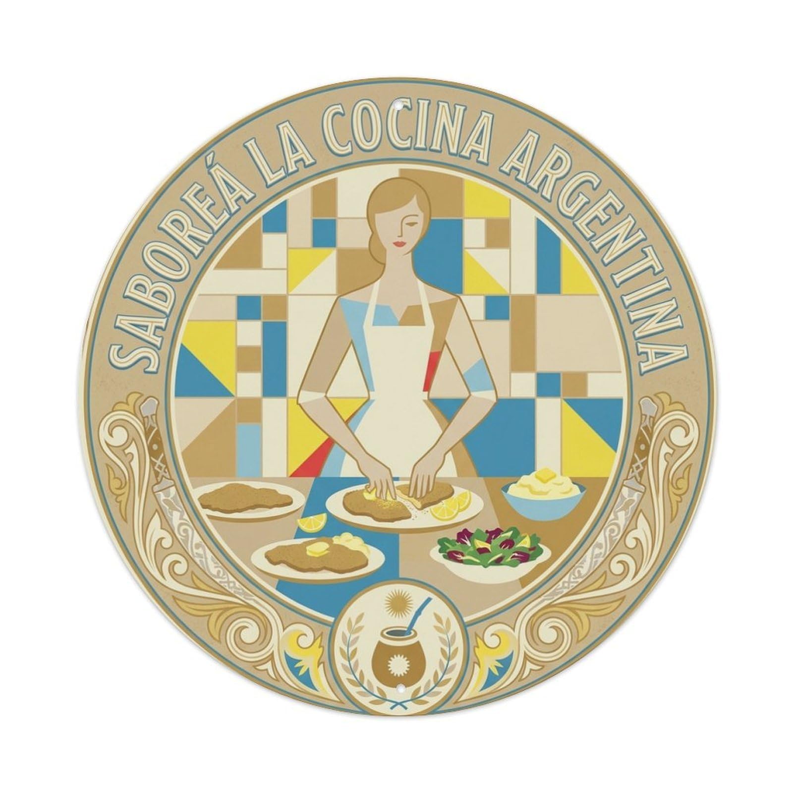 Culinary Travel Argentine Cuisine Milanesa Metal Tin Sign