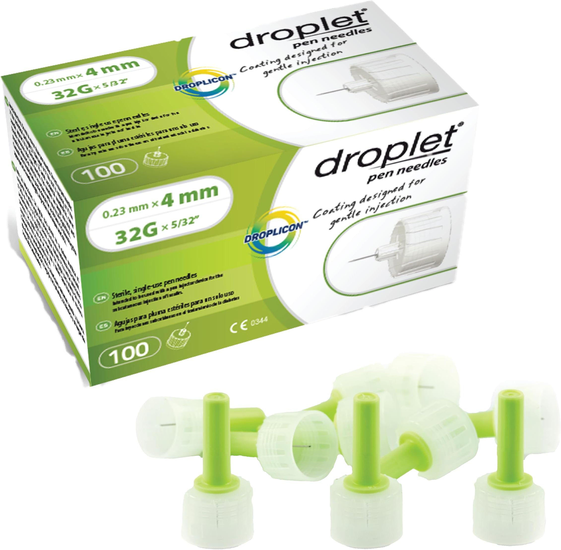 Pen Needles, 32G 4mm, Diabetic Needles for Insulin Injections, 100ct Box, Compatible with Most Pen Injectors